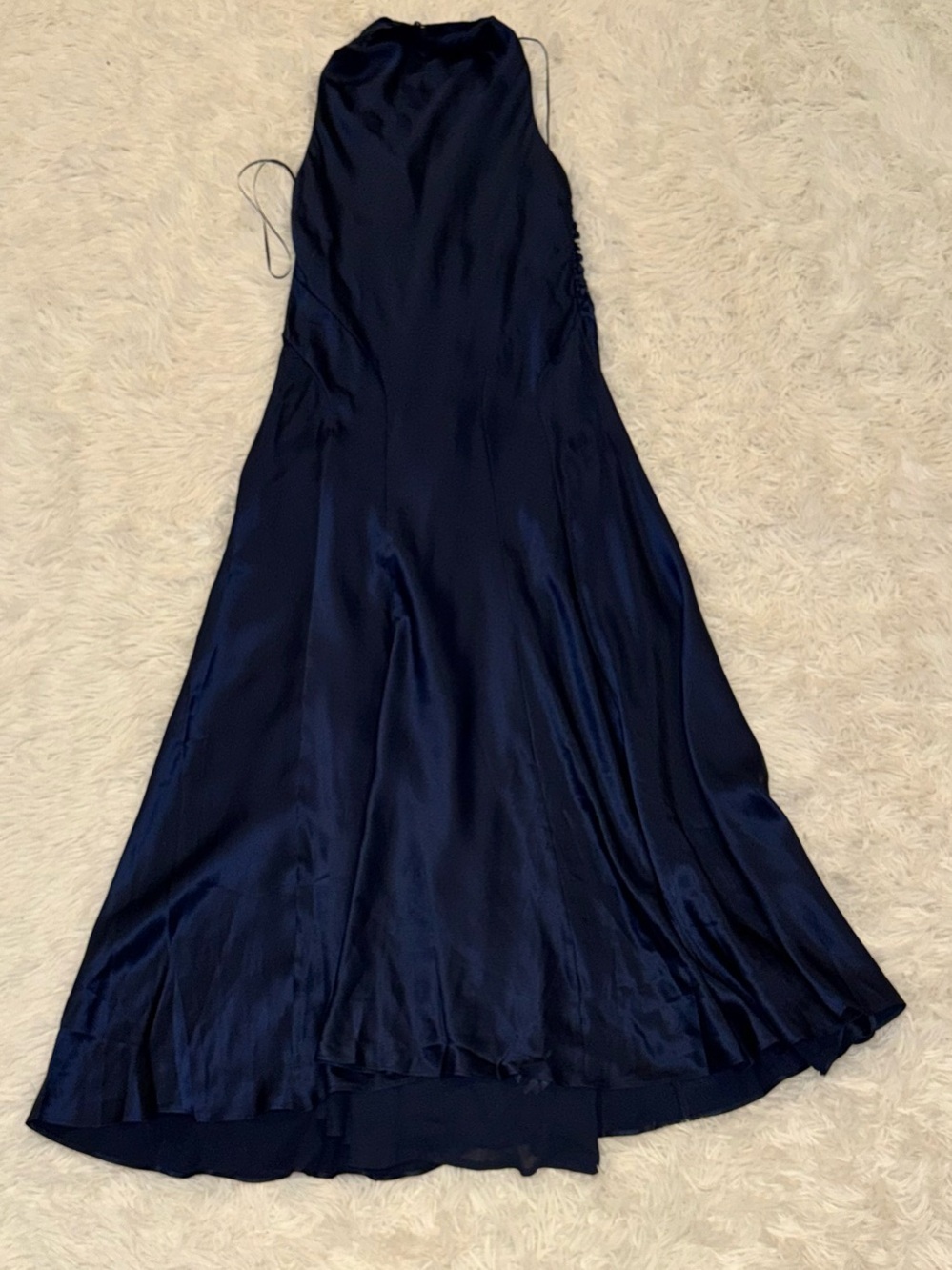 NEW Reformation Kaylah Silk Halter Navy Blue Dress sz 6 - Picture 7 of 9